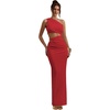 image:imageGORGLITTER Womens One Shoulder Cut Out Date Night Cocktail Prom Maxi DressRed