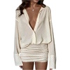 image:imageGORGLITTER Womens Sheer Going Out Dresses Mesh Long Sleeve Button Up DressApricot