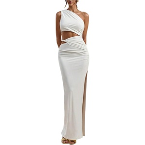 image:imageGORGLITTER Womens One Shoulder Cut Out Date Night Cocktail Prom Maxi DressWhite
